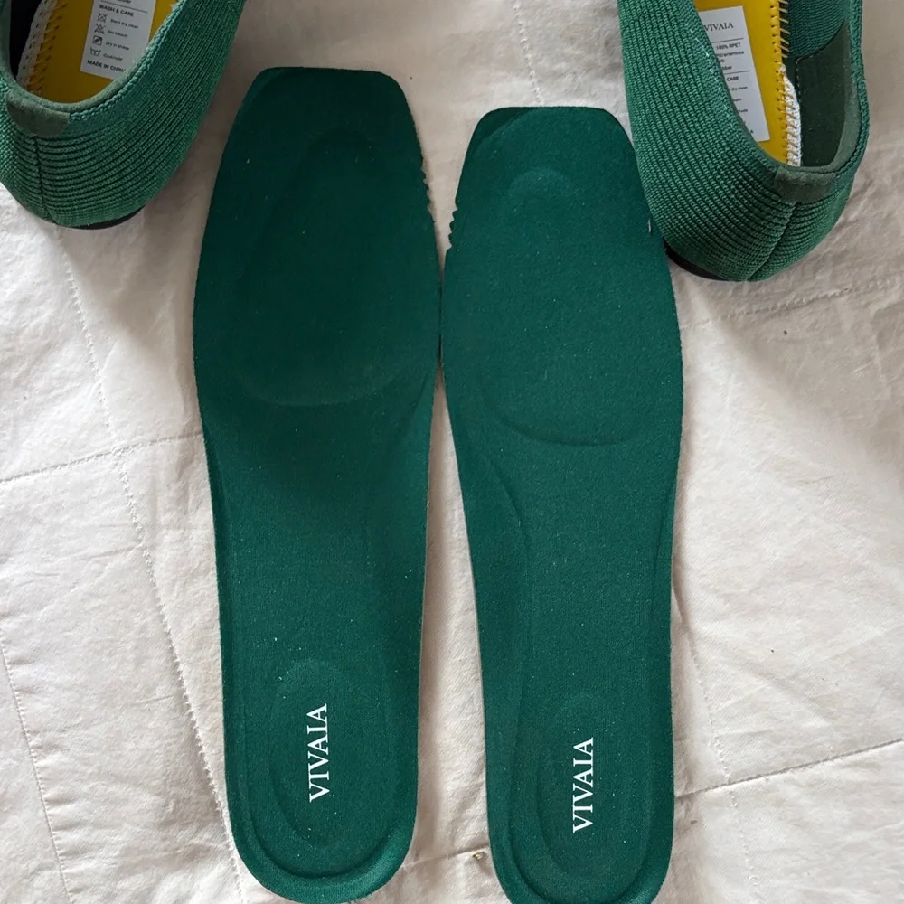Vivaia Square Toe Margot V-Cut Woven Comfort Flats Forest Green Women EU 43 Wide - Picture 8 of 12